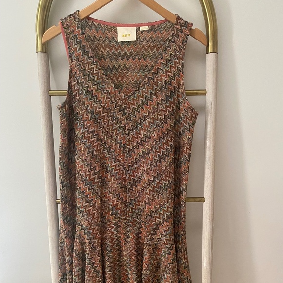 Maeve Multicolor Westwear Sleeveless Flare Knot Boho Chevron Lined Dress Sz S - Picture 1 of 9
